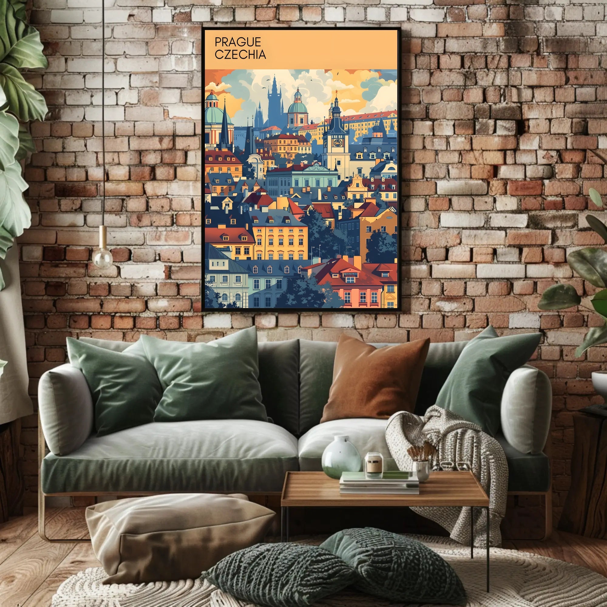 Prague Cityscape Architectural Art Travel Poster