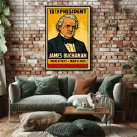 James Buchanan 15th President of the United States Inked Comic Style Poster