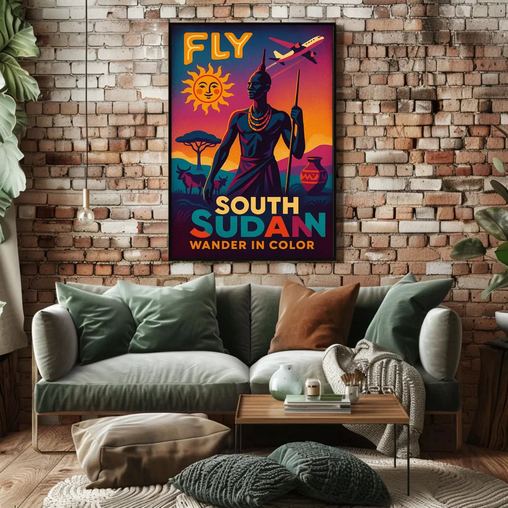 South Sudan Vibrant Travel Advertisement, Vintage-Modern Travel Poster PosterGoat