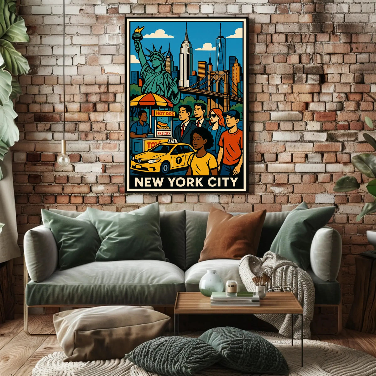 New York City Skyline Panorama Poster Modern Wall Art