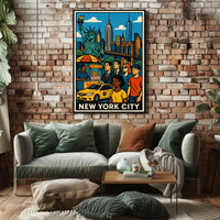 New York City Skyline Panorama Poster Modern Wall Art