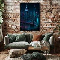 Futuristic New York Cityscape Poster Modern Wall Art