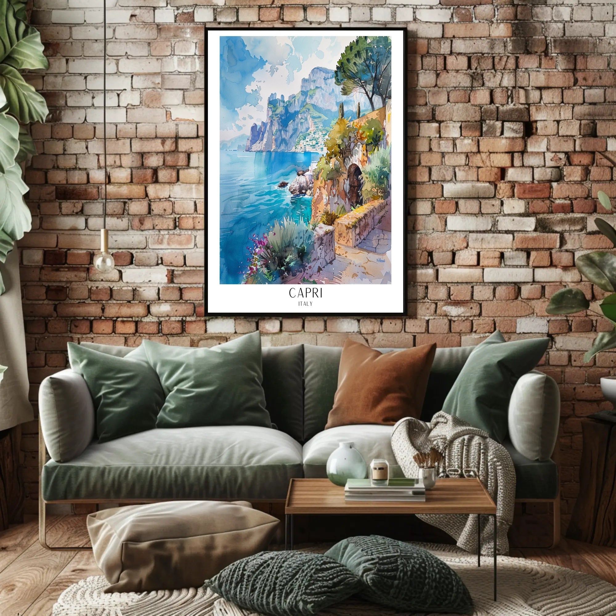 Capri Italy Watercolor Travel Poster PosterGoat