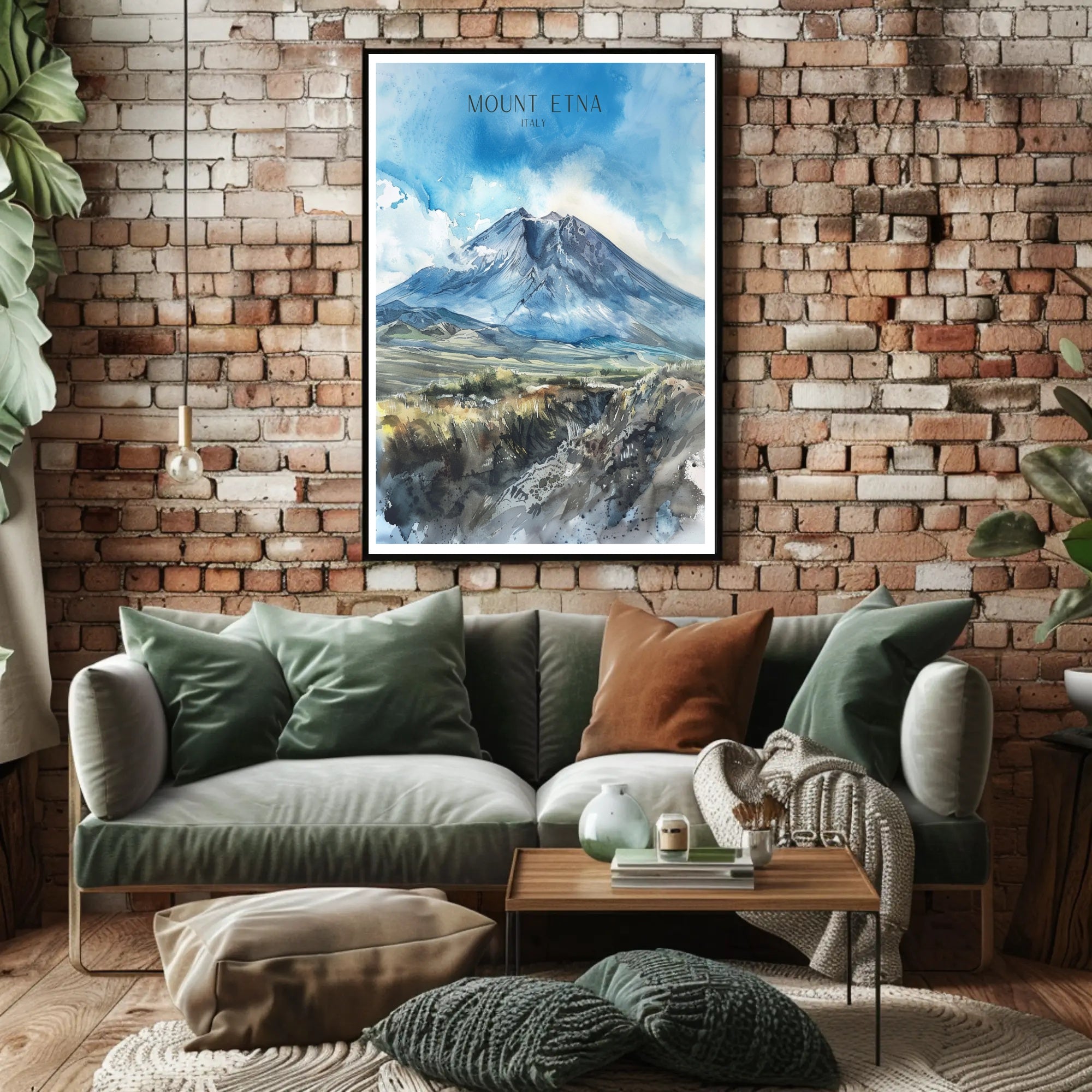 Mount Etna Illustration Poster PosterGoat
