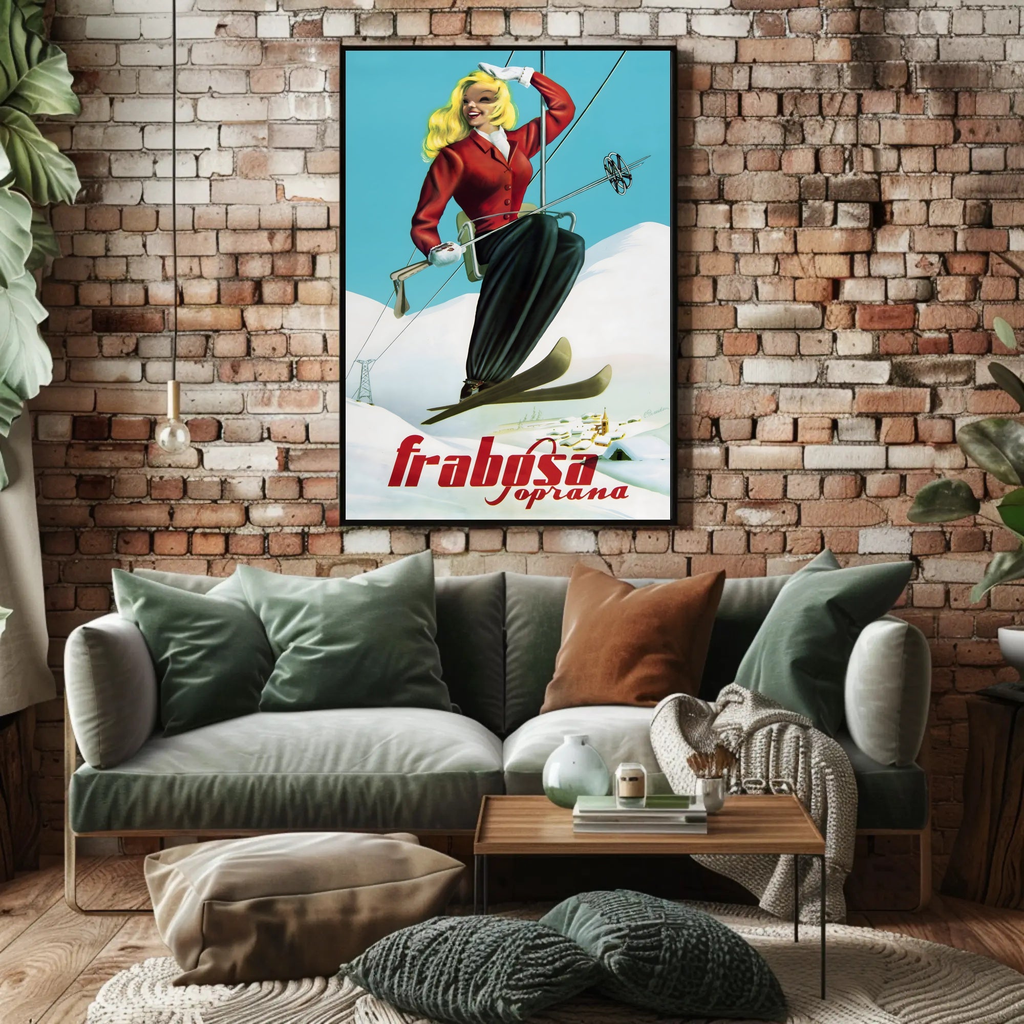 Vintage Alpine Ski Lift Adventure Travel Poster PosterGoat