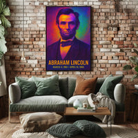Abraham Lincoln 16th President of the United States Neon Gradient Overlay Poster