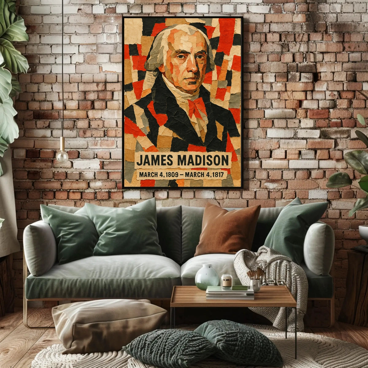 James Madison 4th President of the United States Layered paper Collage Poster