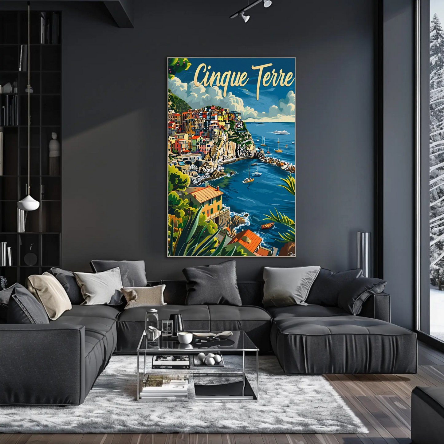 Cinque Terre Colorful Cliffside Coastline Italy Travel Poster