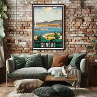 Picturesque Early 20th-Century Scene of Geneva Travel Poster
