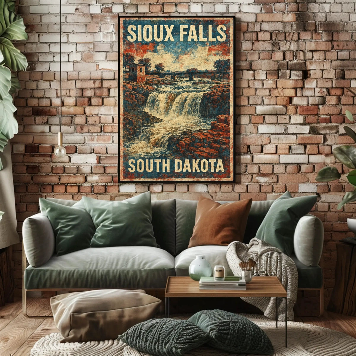 Sioux Falls Scenic Nostalgic Travel Art Deco Poster