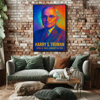 Harry S. Truman 33rd President of the United States Neon Gradient Overlay Poster