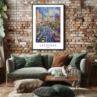 Las Vegas Cityscape Vibrant Watercolor Travel Poster PosterGoat