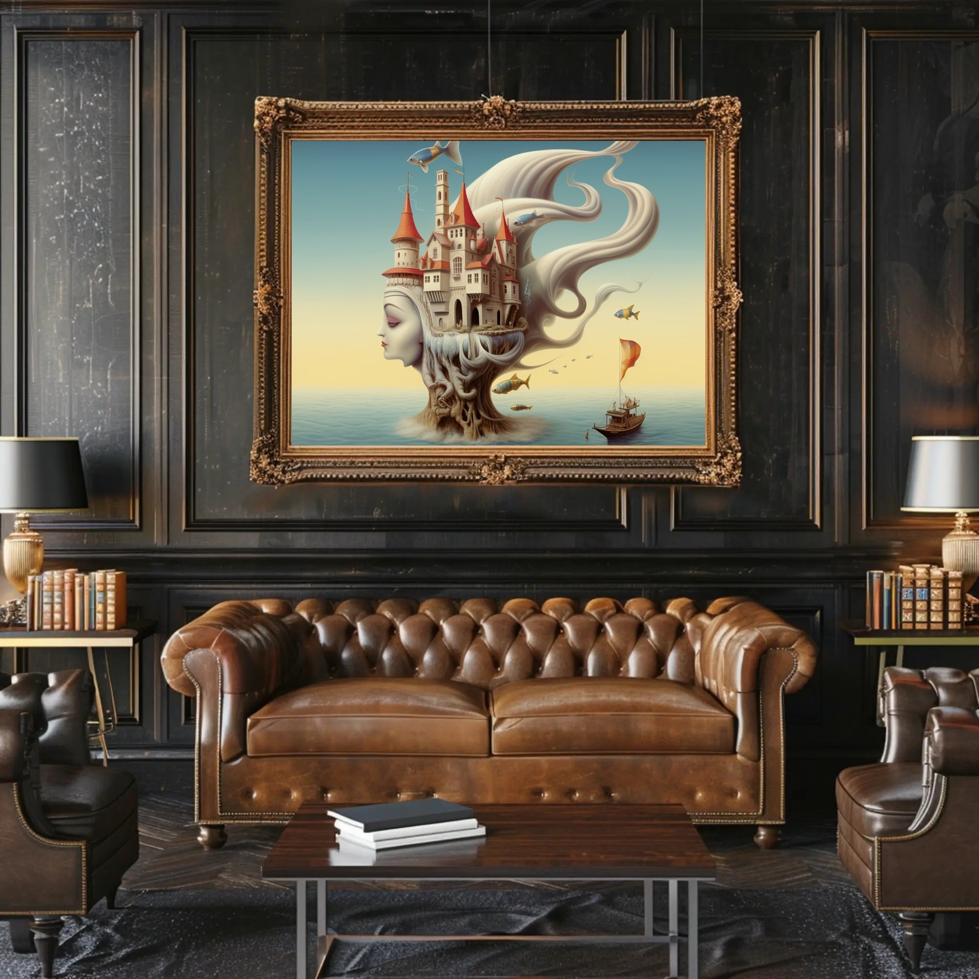 Surreal Castle Head Dreamscape - Fantasy or Mythology Poster