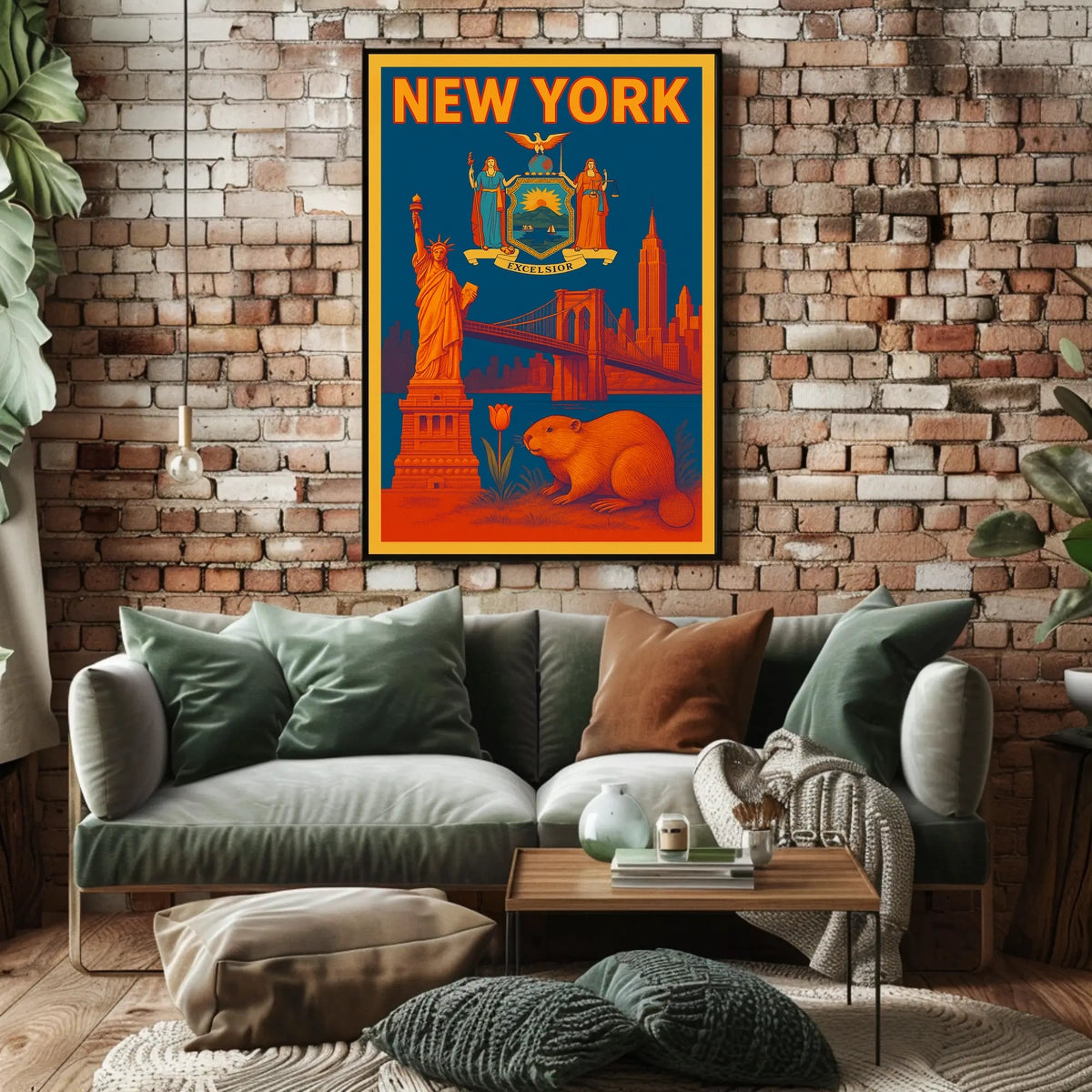 New York City Historic Skyline Poster Vintage Wall Art