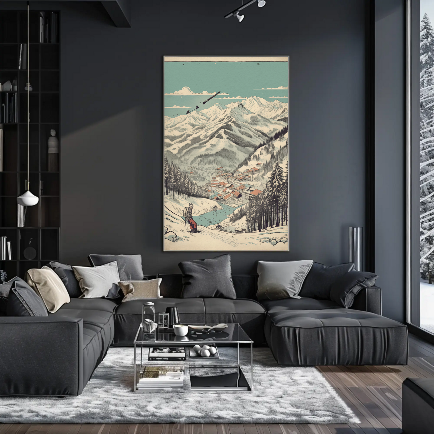 Ski Resort Valley View With Village Travel Poster