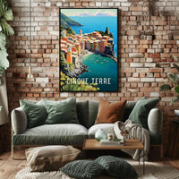 Cinque Terre Coastal Scene Travel Poster
