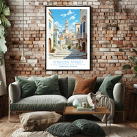 Dubrovnik Straden Street Travel Scene Poster
