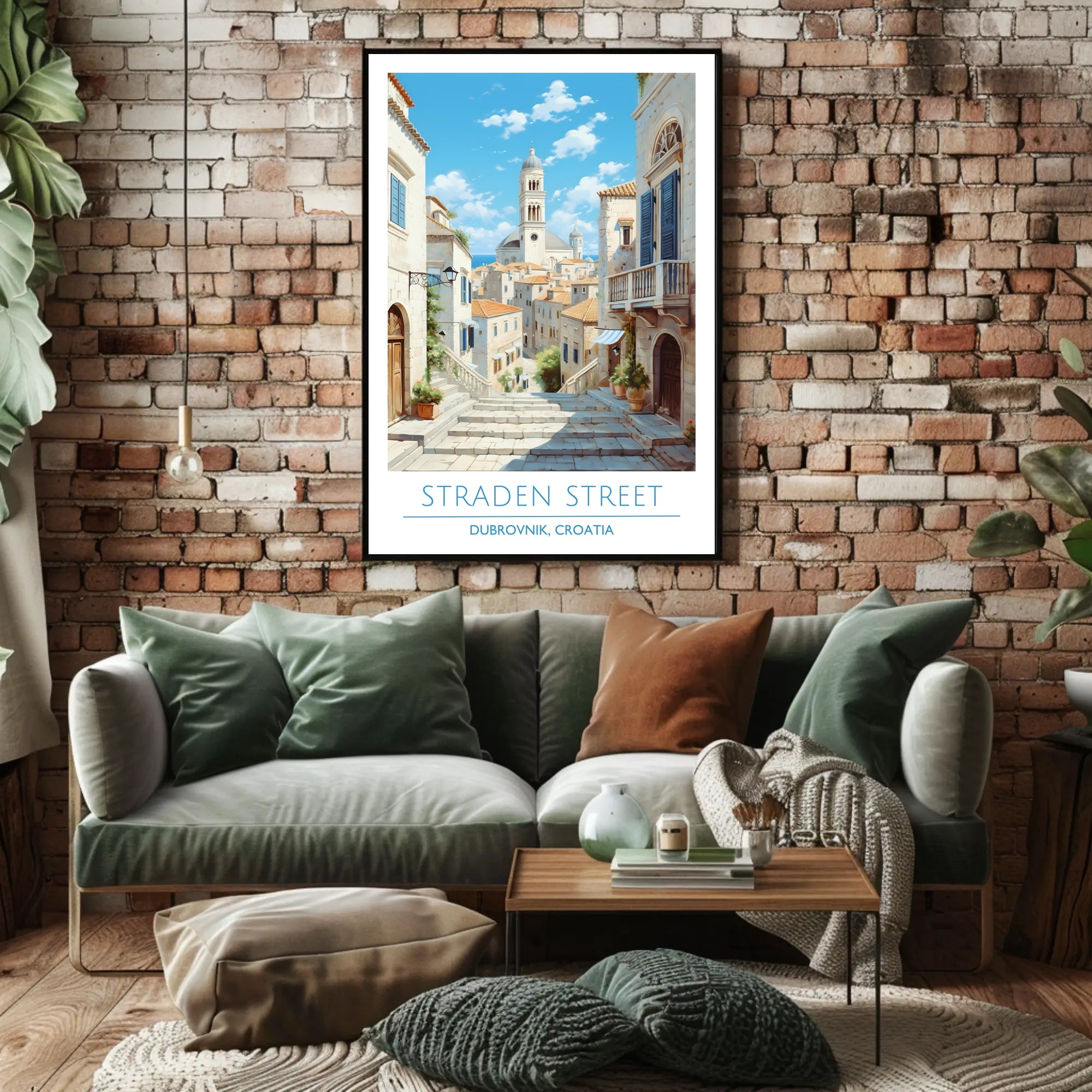 Dubrovnik Straden Street Travel Scene Poster