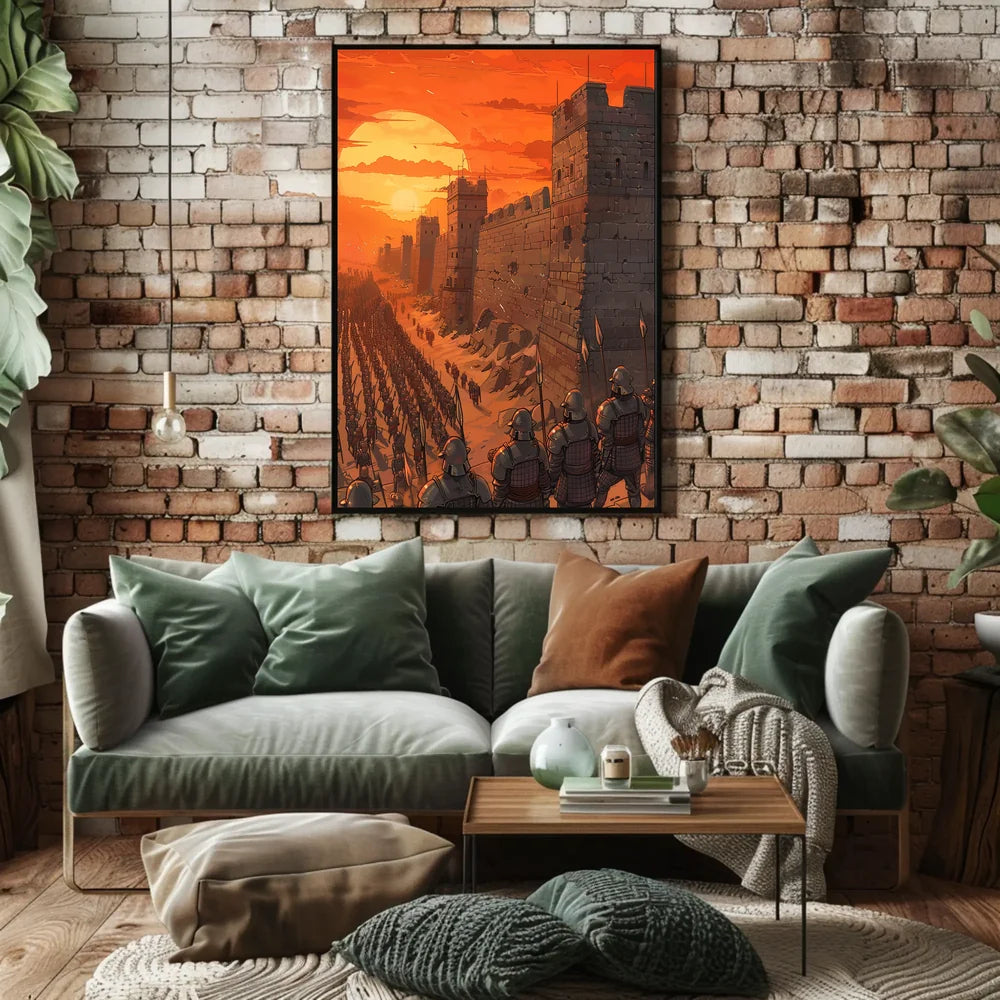 Medieval Army Marching at Sunset Epic Poster