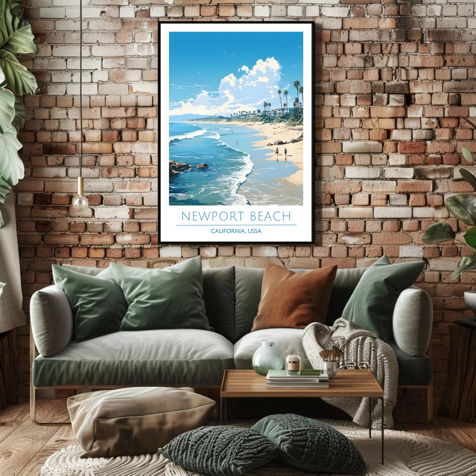 Newport Beach Scenic Illustration Poster
