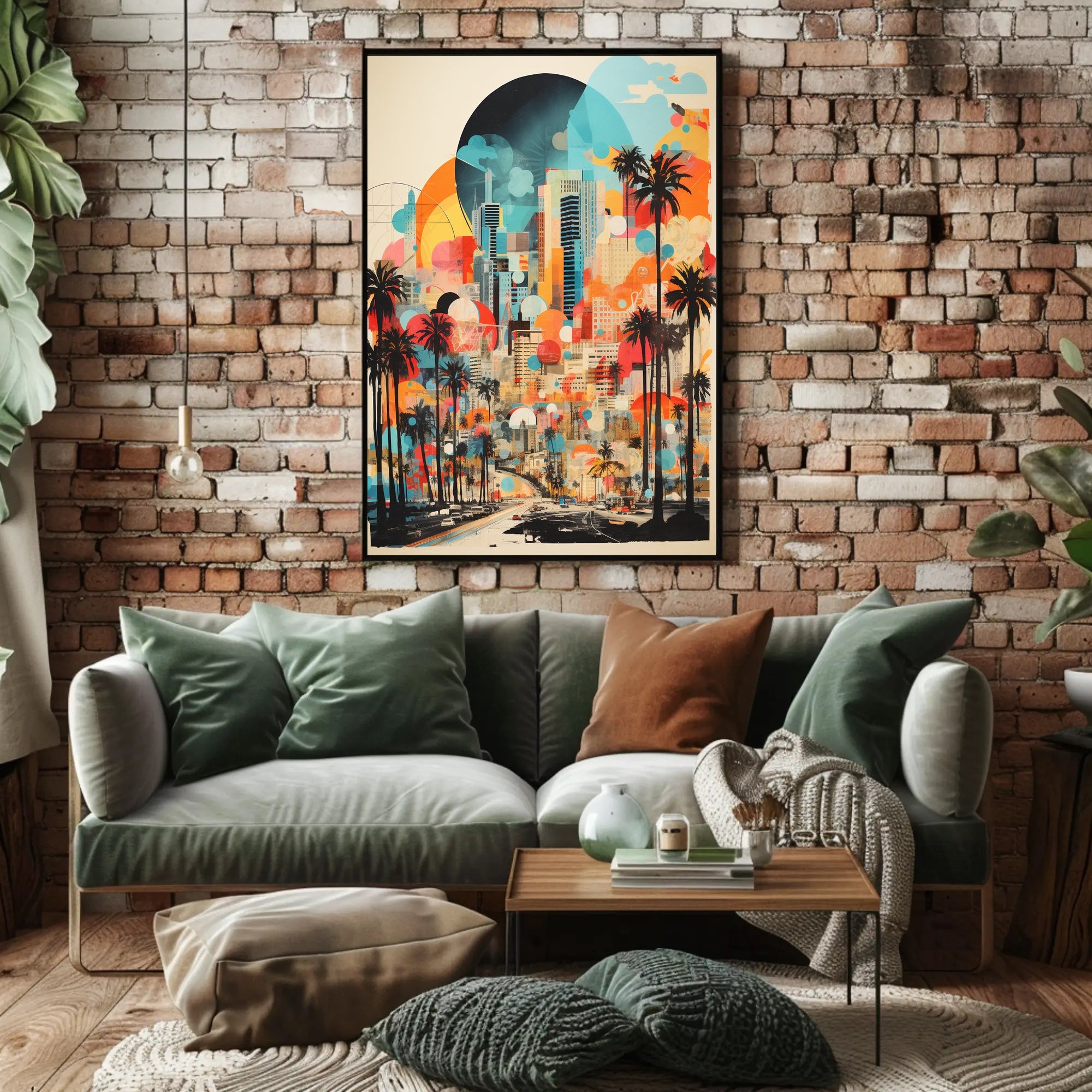 Urban Oasis Los Angeles Cityscape Abstract, Artistic Poster