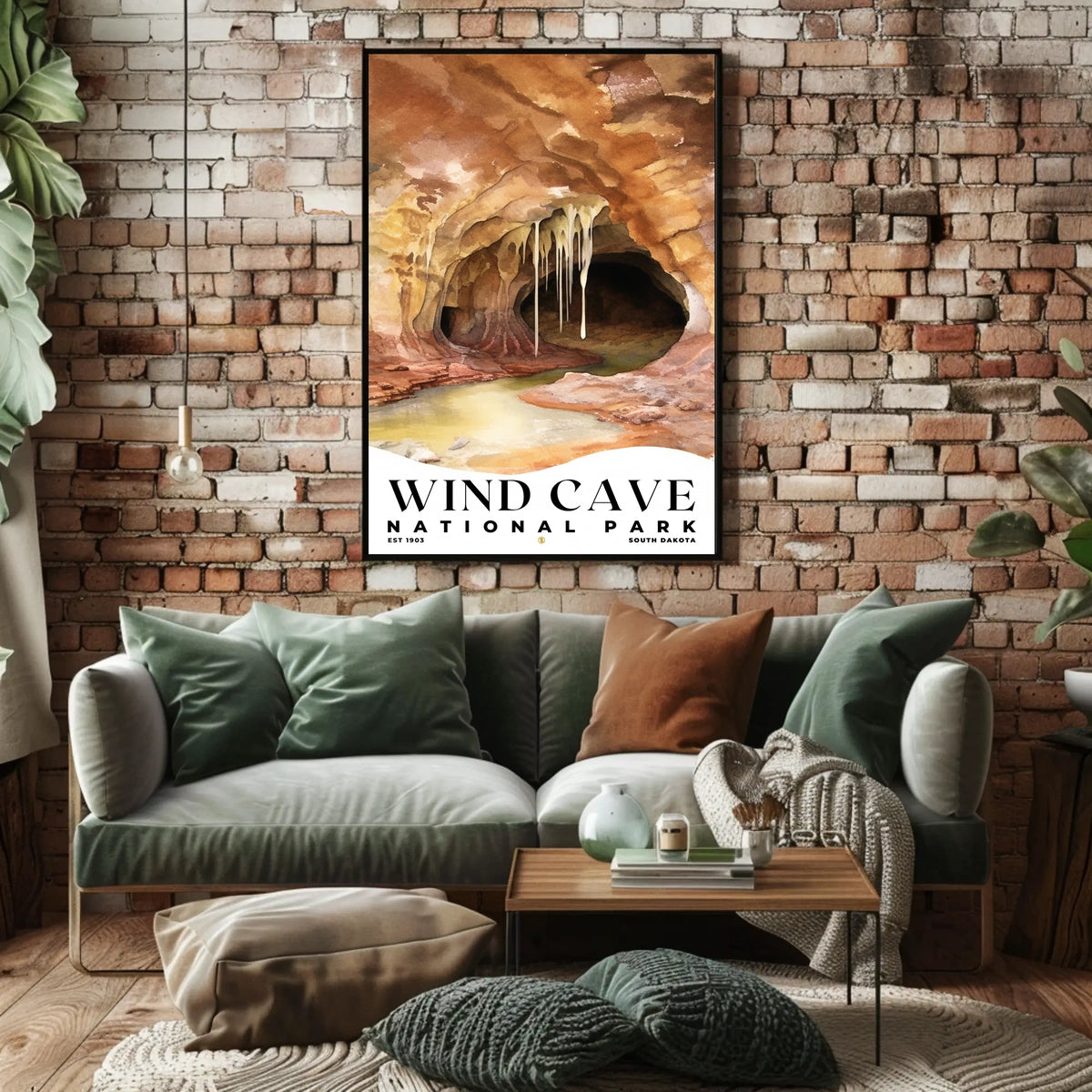 Wind Cave Watercolor Wall Art Poster