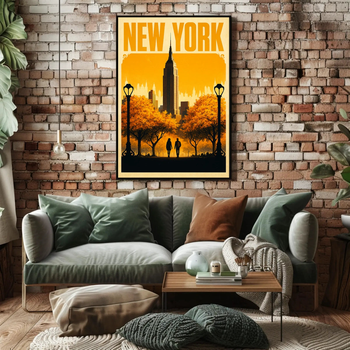 New York City Autumn Romance Vintage Travel Poster For Home