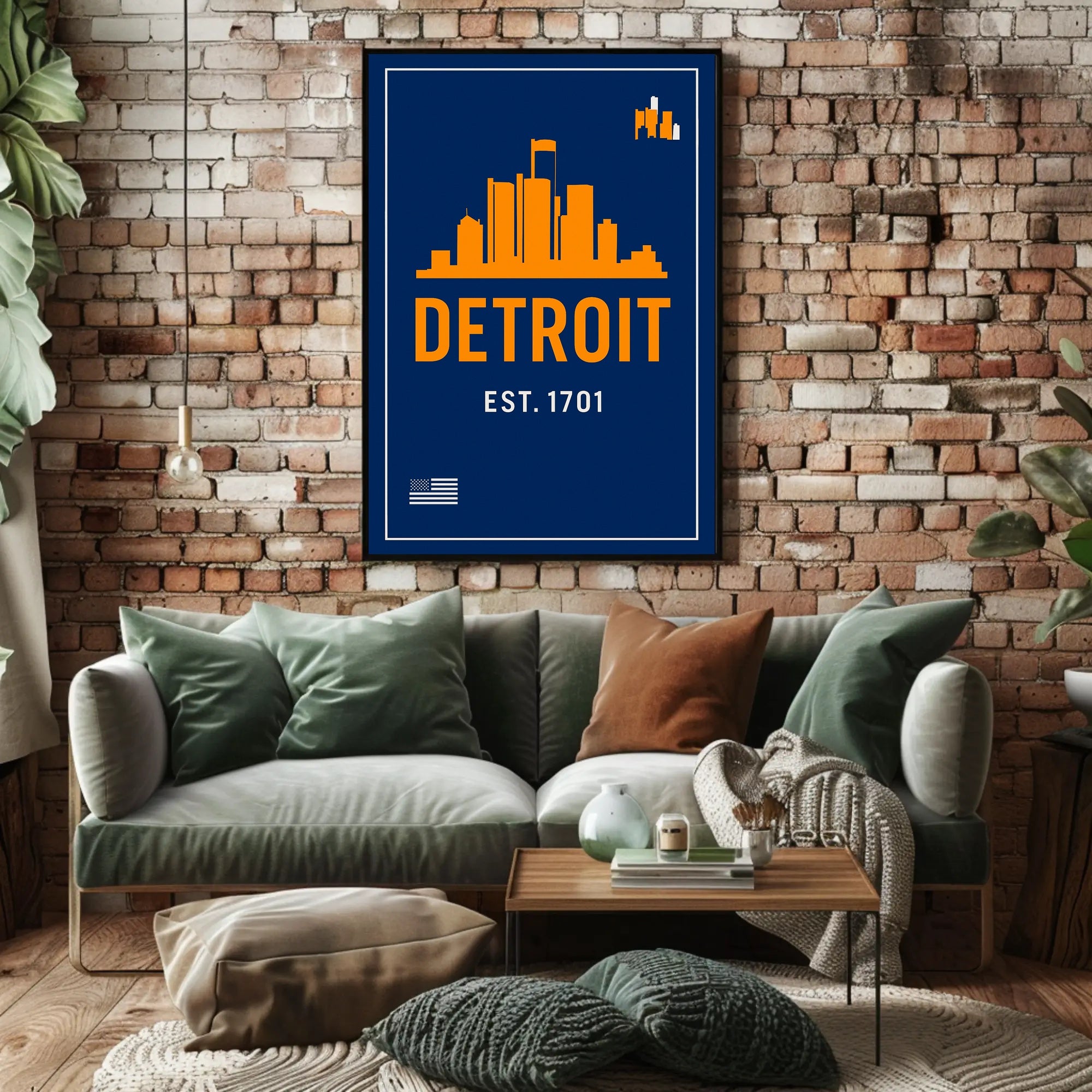 Detroit Skyline Est. 1701 Poster PosterGoat