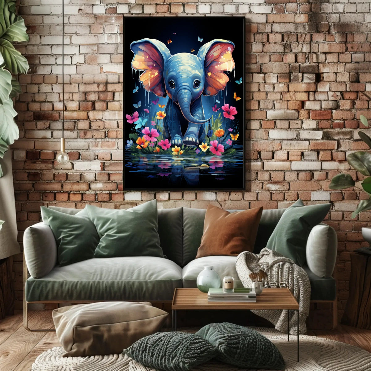 Whimsical Wilderness Surreal Elephant Calf Playful Poster
