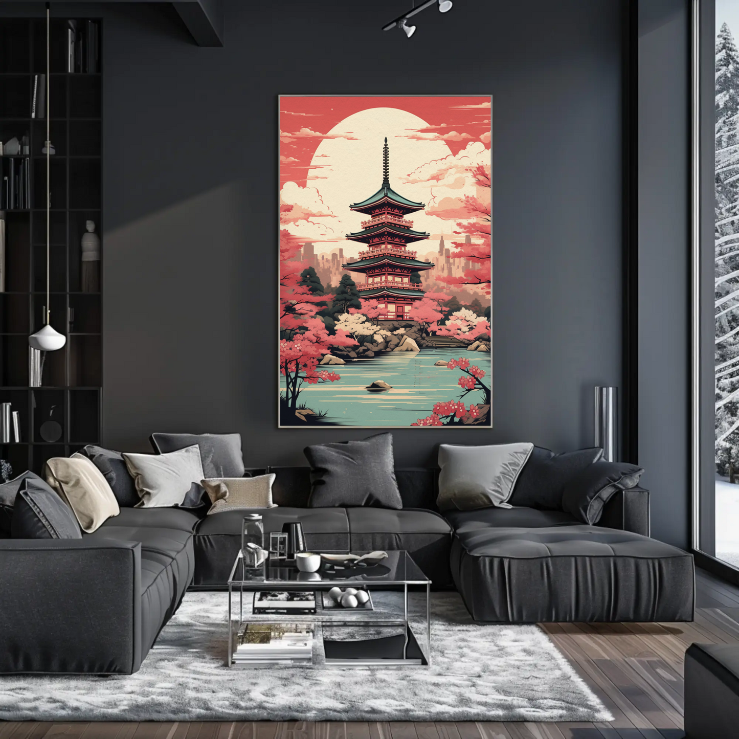 Cherry Blossom Temple Japan Spring Harmony Travel Poster