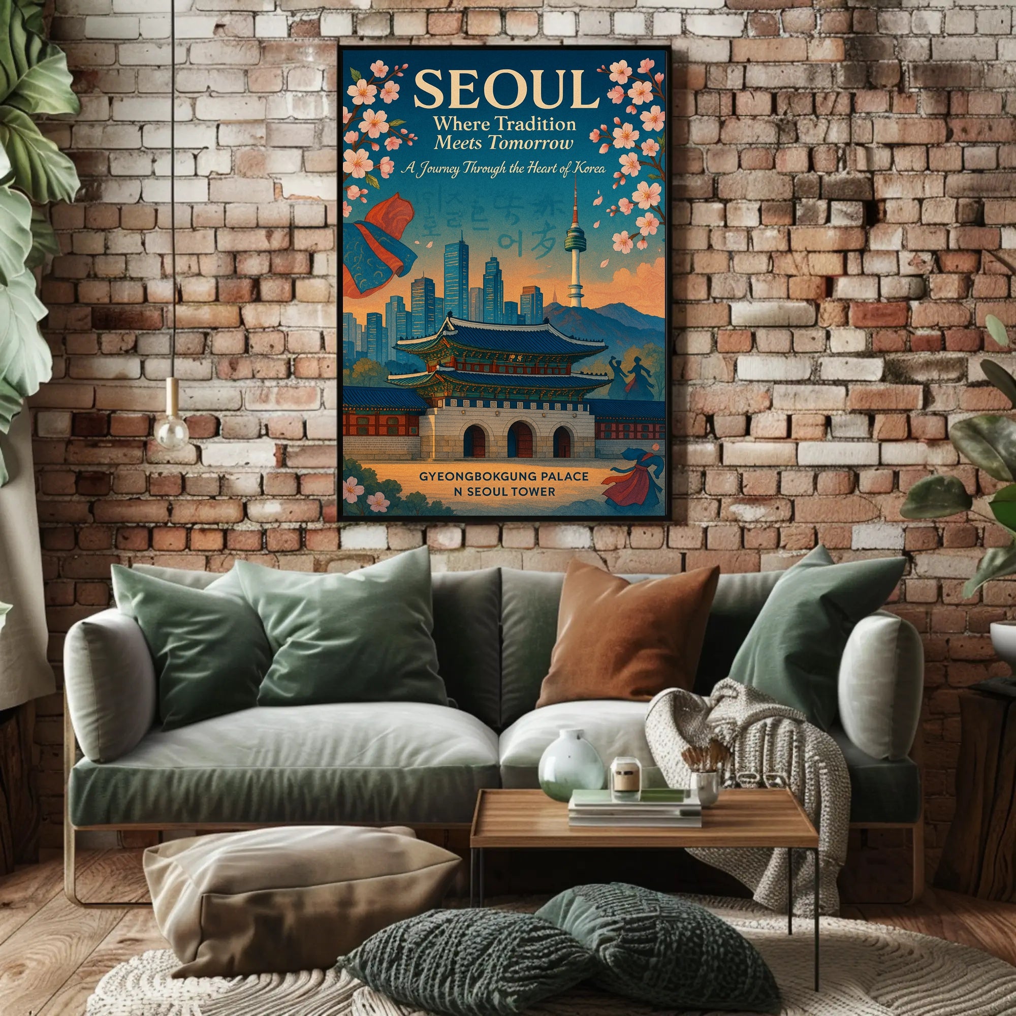 Seoul Travel Poster Modern Cityscape Wall Art