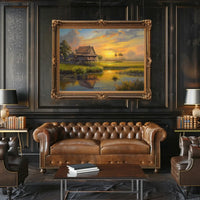 Serene Southeast Asian Sunset Rural Scene Poster