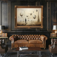 Surrealistic Dreamscape with Abstract Human Figures Artistic Poster