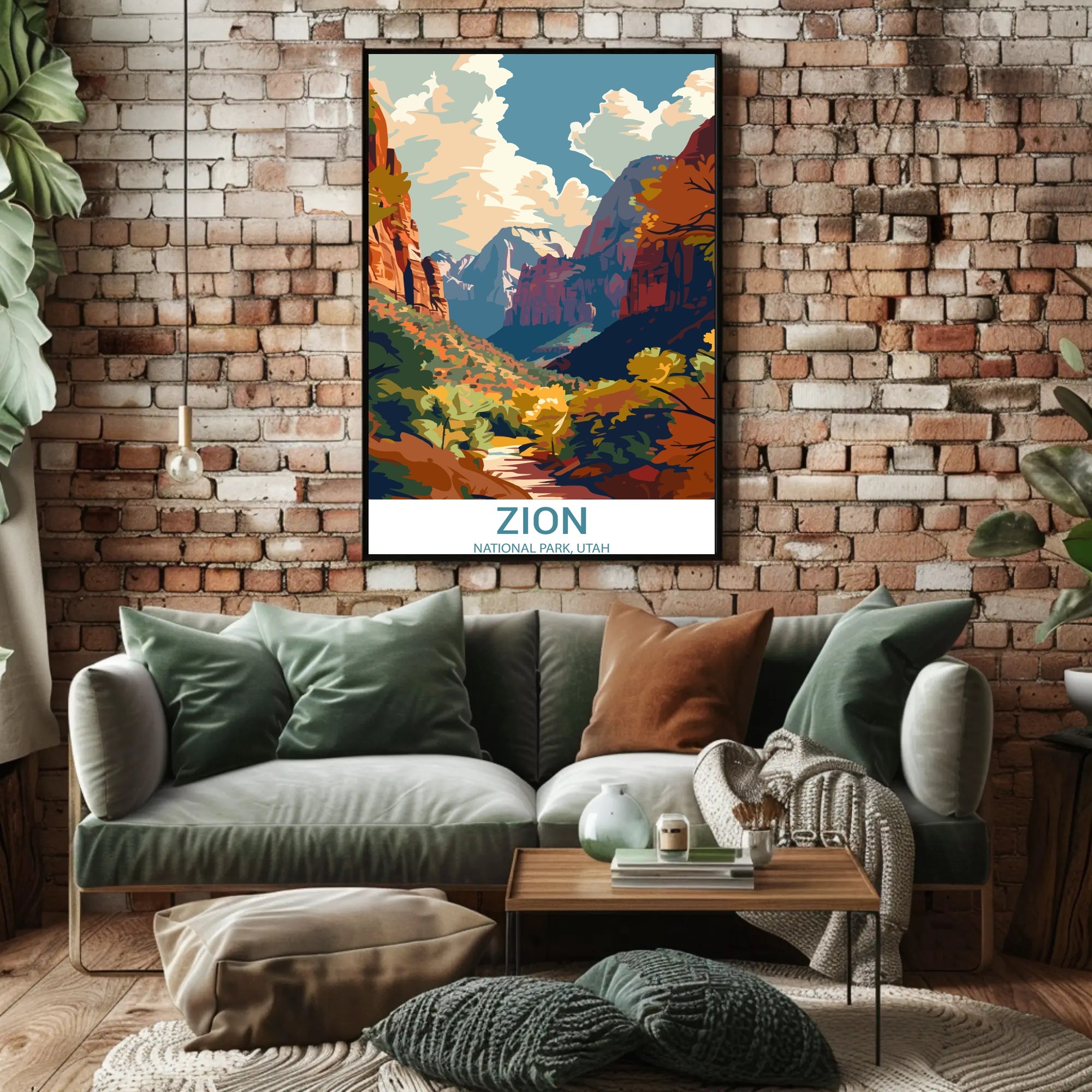 Zion National Park Vintage Adventure Travel Poster