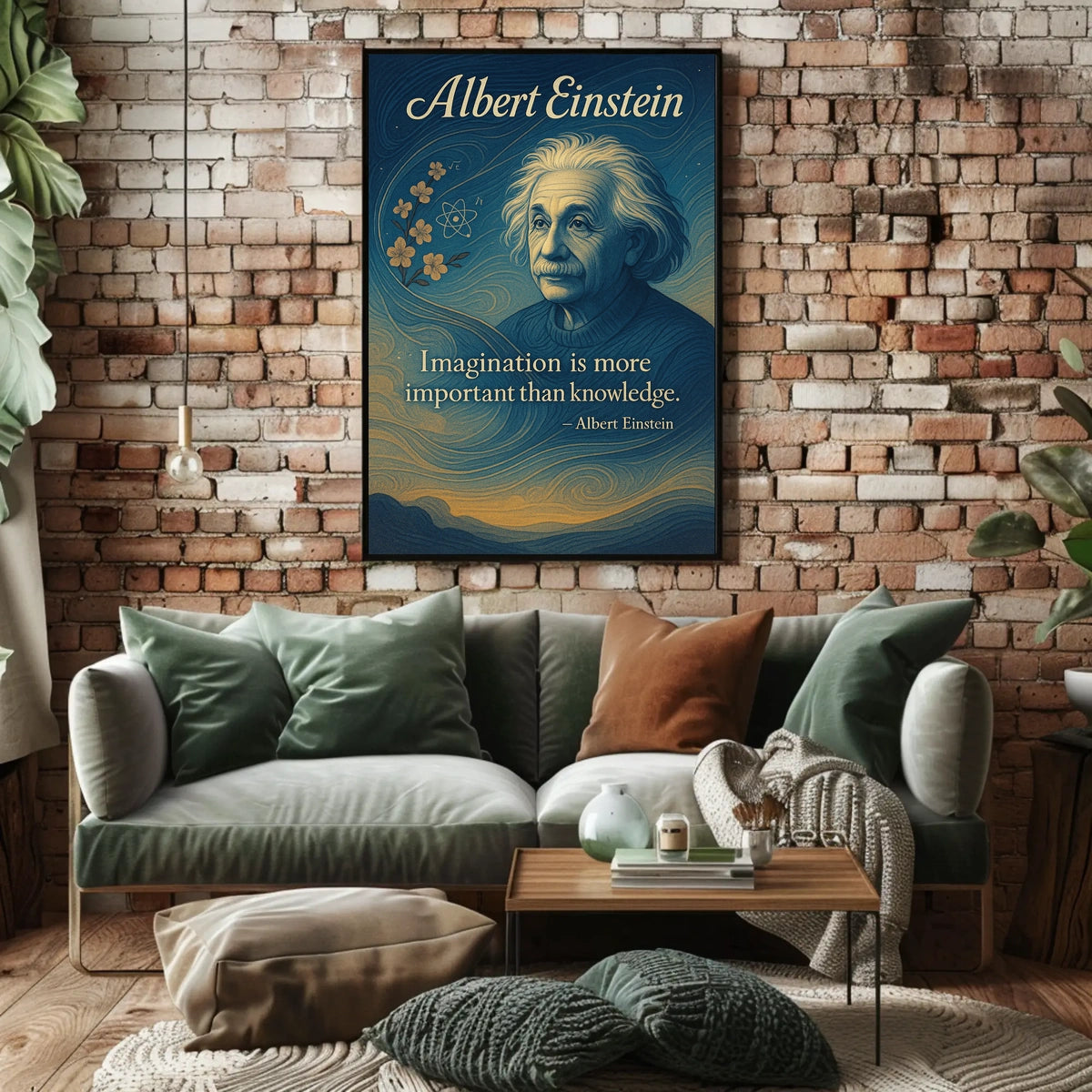 Albert Einstein Imagination Over Knowledge Poster
