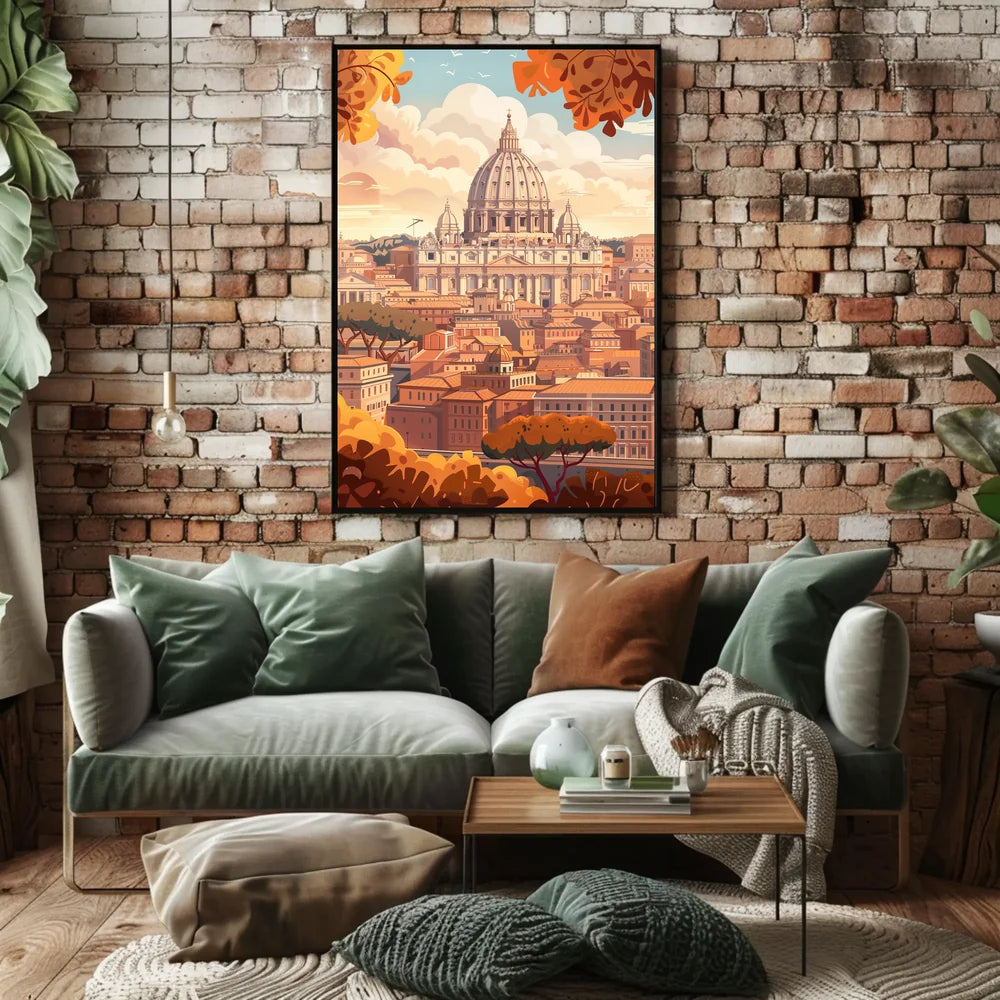 Rome's Iconic Autumn Cityscape Art Poster