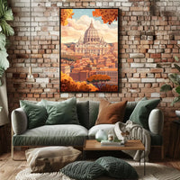 Rome's Iconic Autumn Cityscape Art Poster