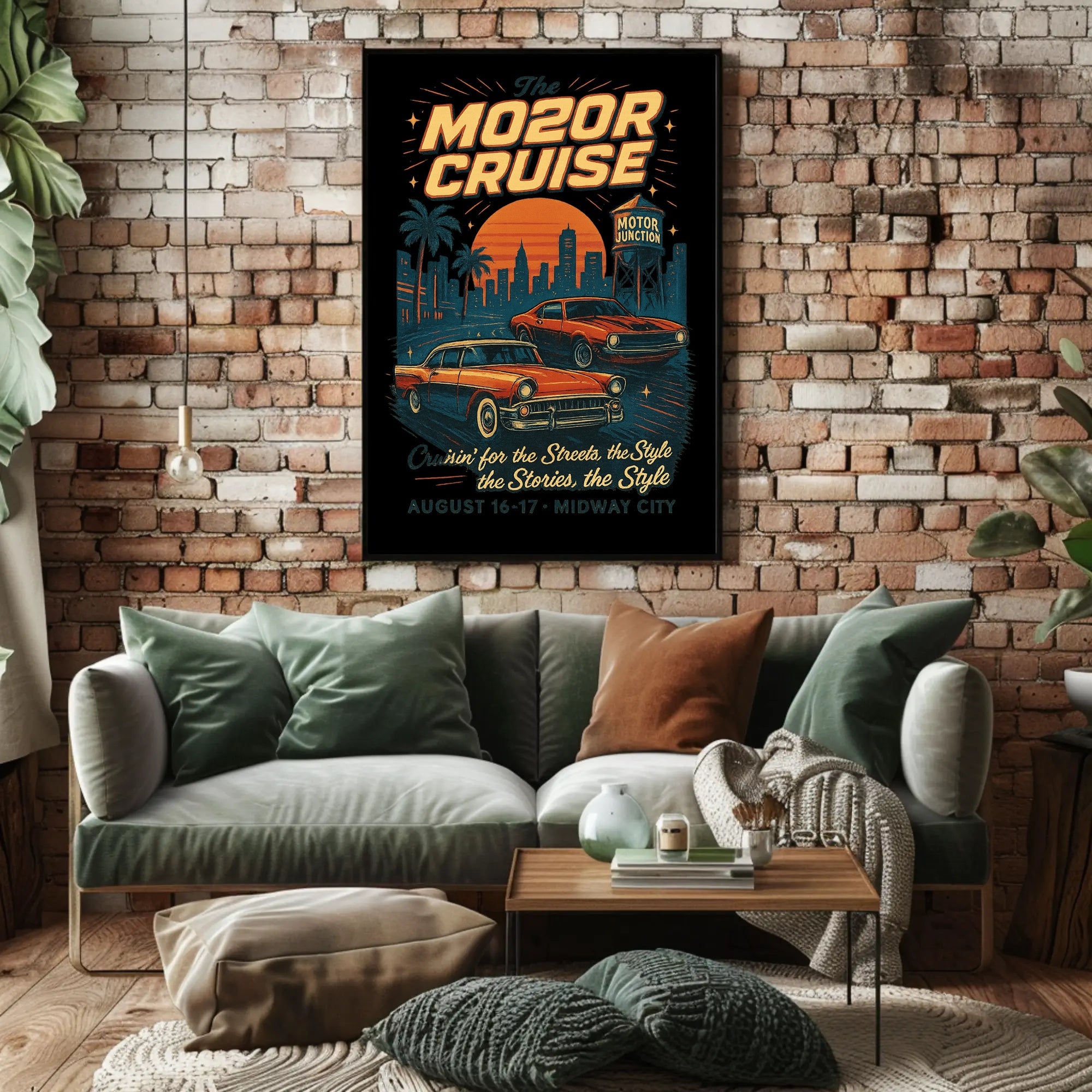 The Motor Cruise Vintage Car Urban or Cityscape Poster