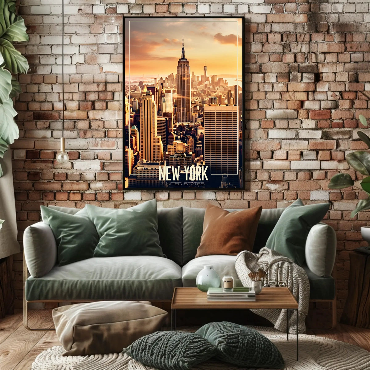 New York City Skyscrapers Sunset Poster Modern Wall Art