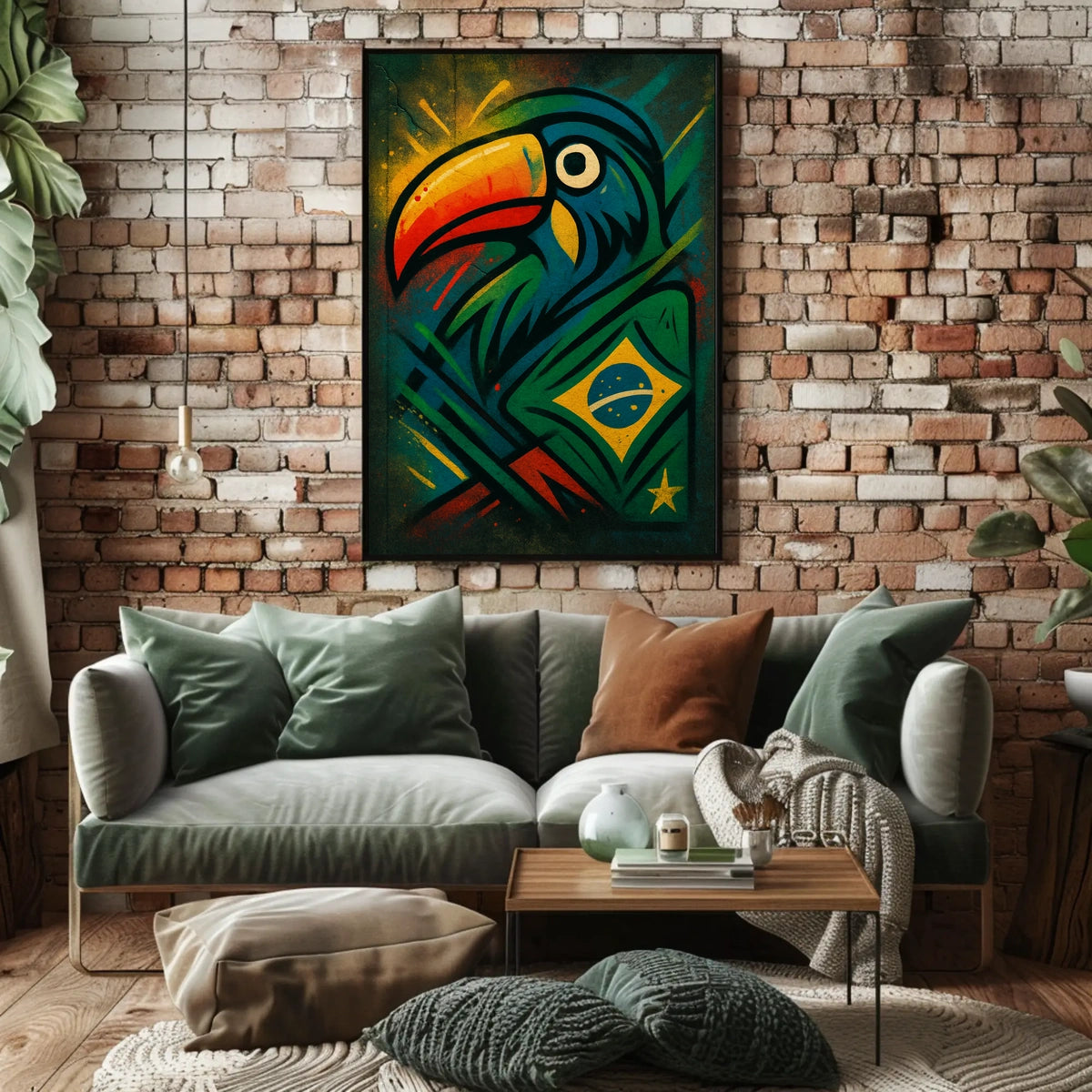 Vibrant Toucan and Brazilian Flag Poster