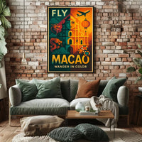 Fly Macao Travel with Vibrant Cultural Adventure Travel Poster PosterGoat