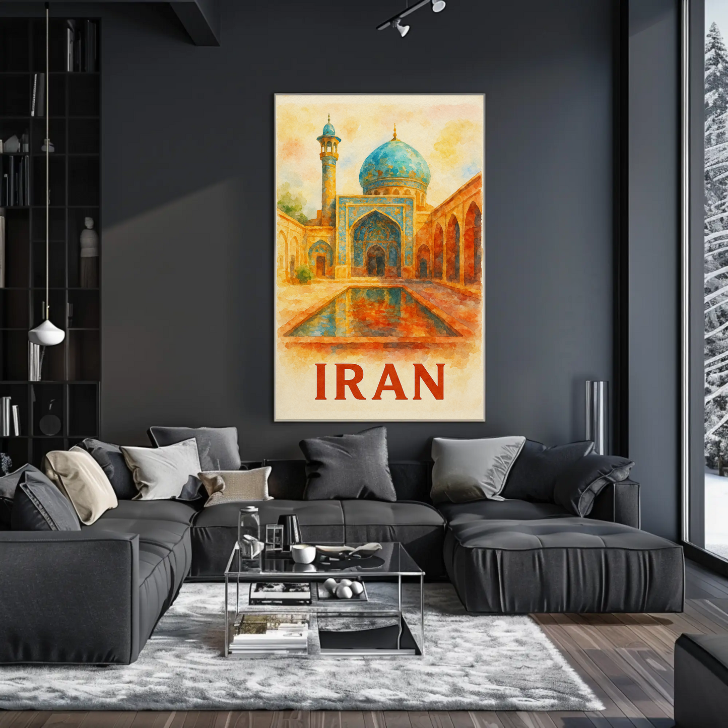 Iran Mosque Watercolor Travel Poster