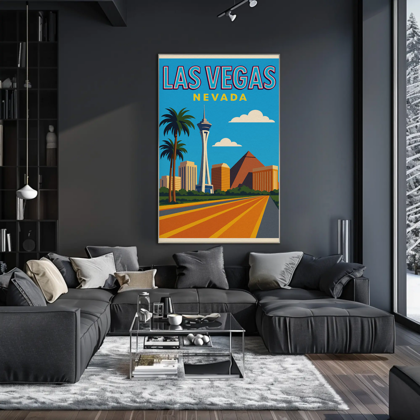 Bright Day Las Vegas Nevada Retro Skyline Poster