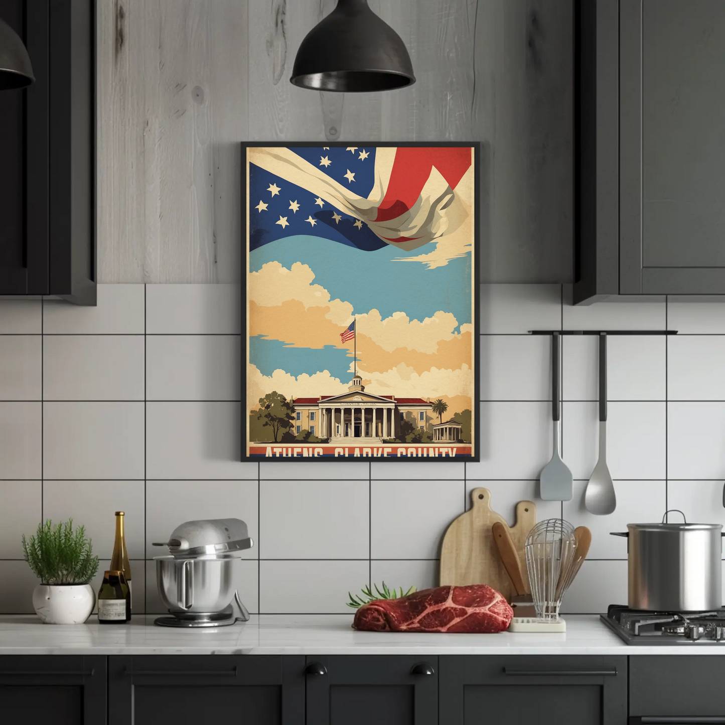 Athens Clarke County Georgia Capitol Vintage Travel Poster