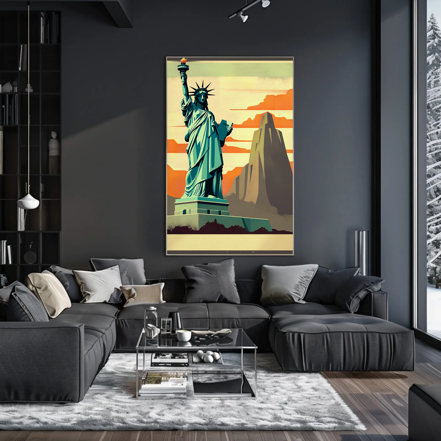 Statue Of Liberty Sunrise Monument Scene Travel Poster
