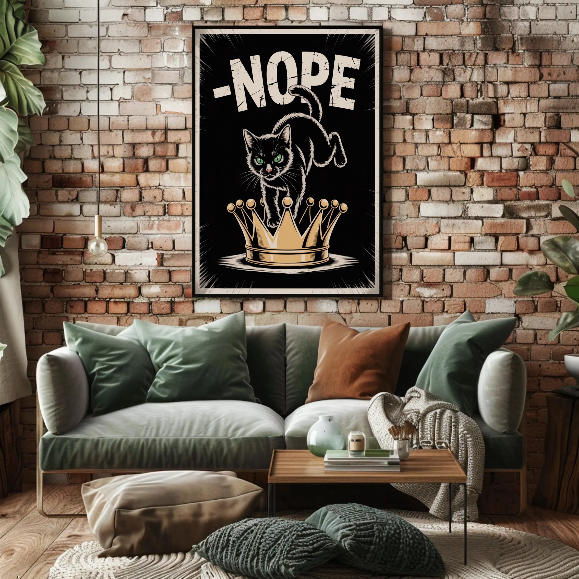 Cheeky Black Cat On Golden Crown Animal Poster
