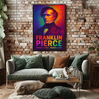 Franklin Pierce 14th President of the United States Neon Gradient Overlay Poster