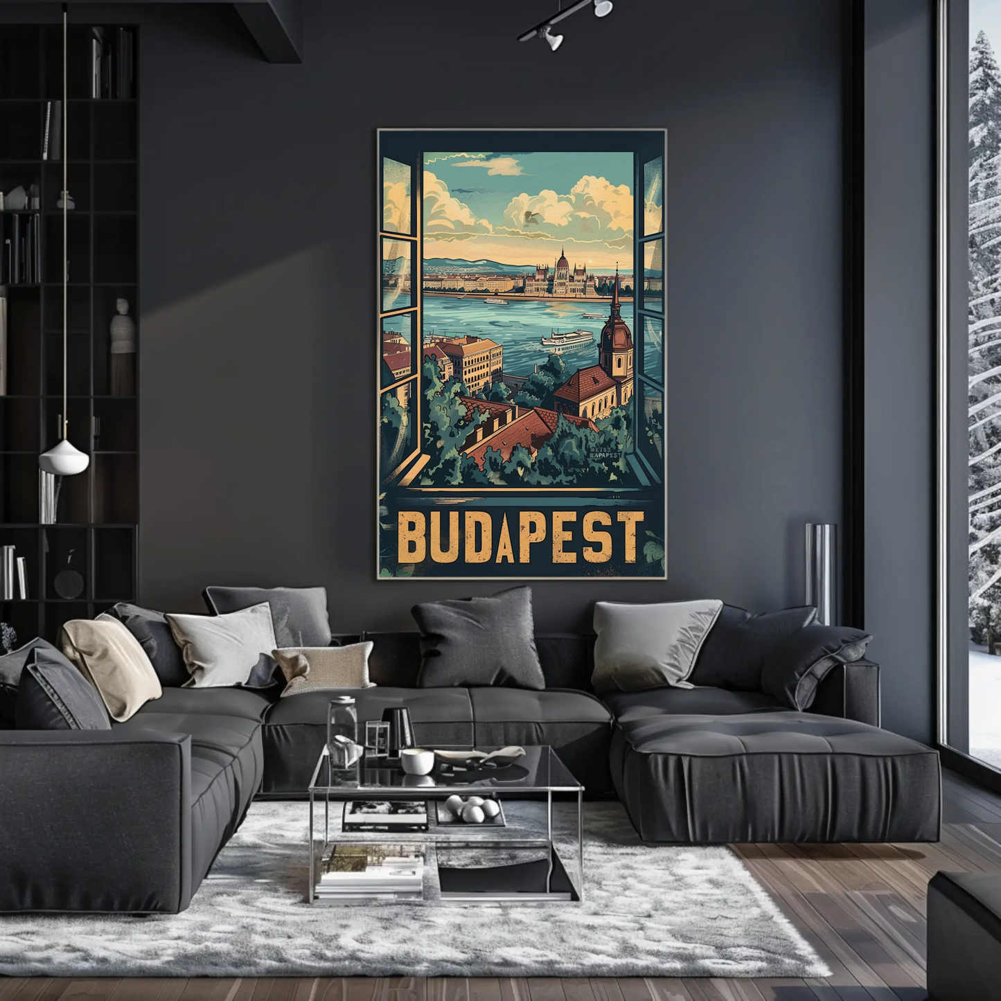 Budapest Window View Travel Poster