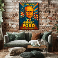 Gerald Ford 38th President of the United States Colorful Comic Book Style Poster