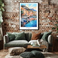 Monaco Harbor Impressionistic Style Travel Poster PosterGoat